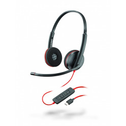 Plantronics Blackwire C3220 (209749), USB - C, Microphone noise-canceling, SoundGuard, DSP, Receive output from 20 Hz–20 kHz, Microphone 100 Hz–10 kHz, Call answer/ignore/end/hold, redial, mute, volume +/-, OEM, CABLE LENGTH 1610mm